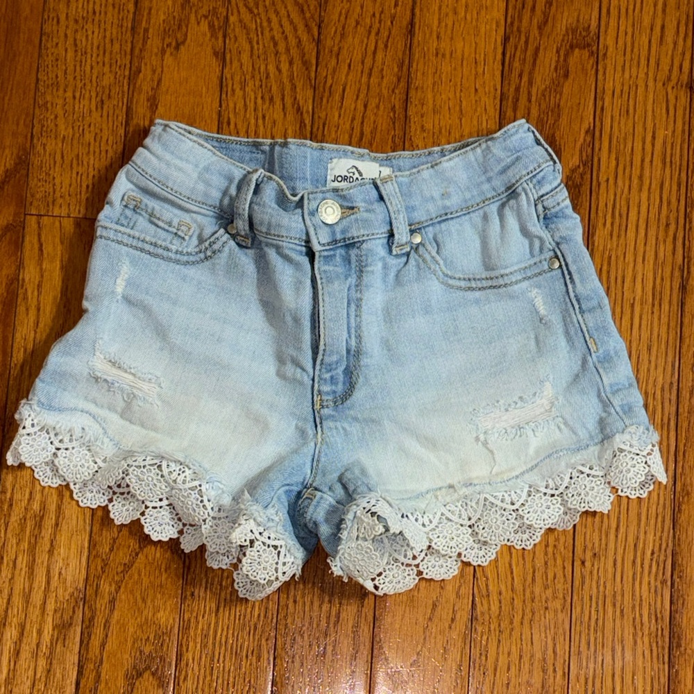 Jordache Light Blue Jean Shorts with Lace Hem